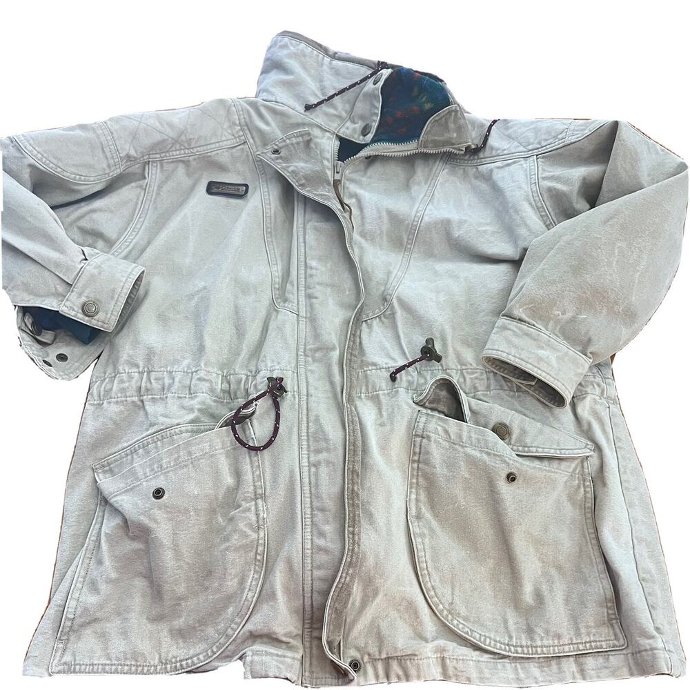 90s Columbia Coat Jacket 2 In 1 Sz Womens M Canvas Fleece Jacket Liner Vintage